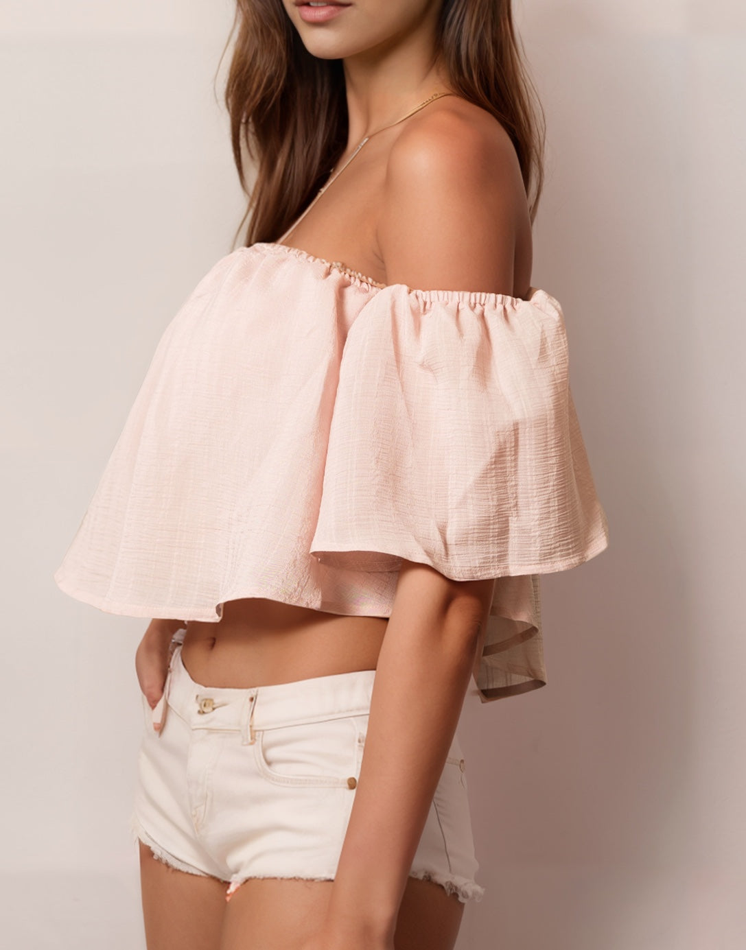 Side view of Off Shoulder Top.