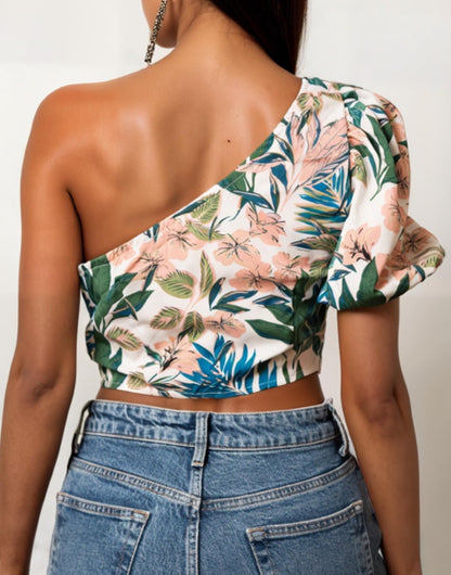 Back view of One Shoulder Crop Top.