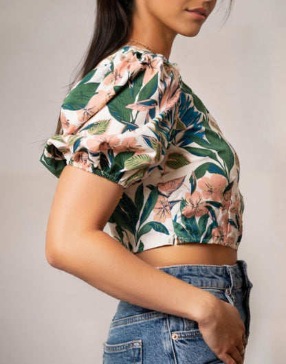 Side view of One Shoulder Crop Top.