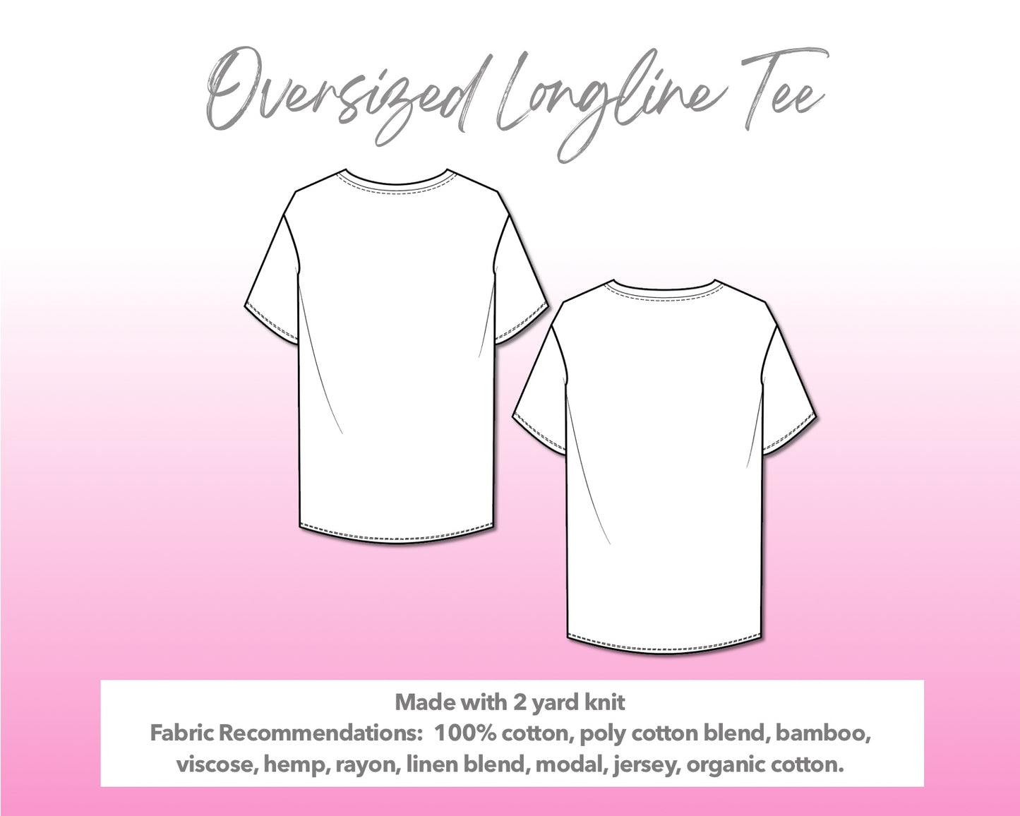 Illustration and detailed description for Oversized Longline Tee sewing pattern.