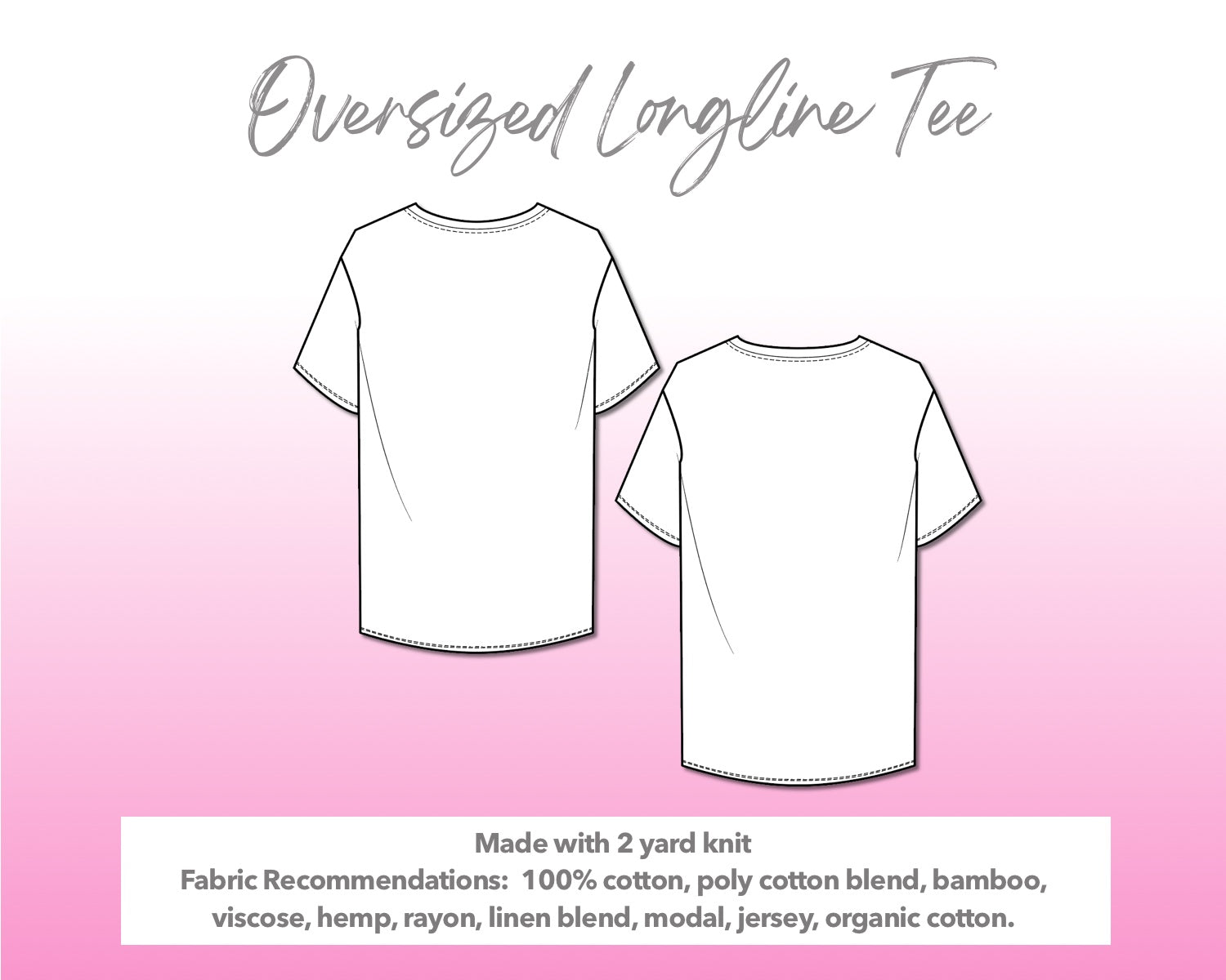 Illustration and detailed description for Oversized Longline Tee sewing pattern.