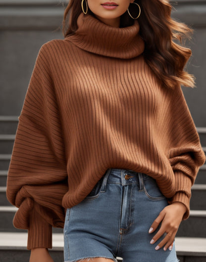 Front view of Oversized Turtleneck Sweater.