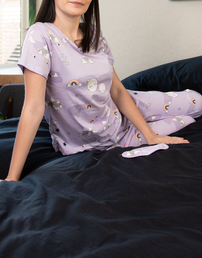Full length photo of Pajama T-Shirt Pants Eye Cover Set.
