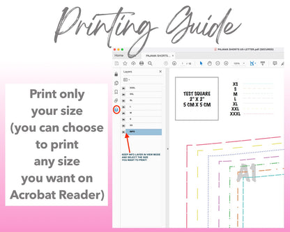 Pajama Shorts sewing pattern printing guide.