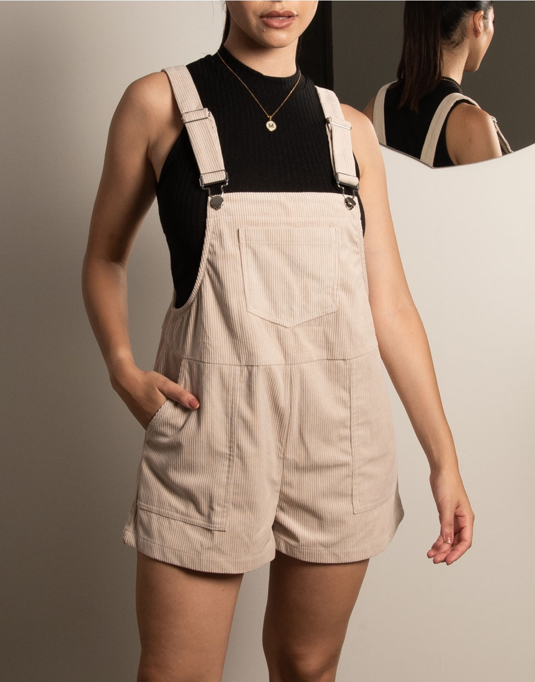 Front view of Pocket Overall Romper.