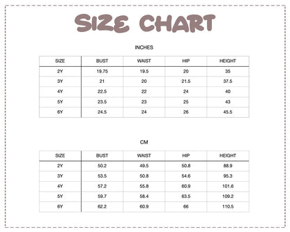 Patterns For Kidz size chart.