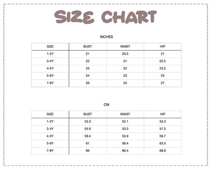 Patterns For Kidz size chart.