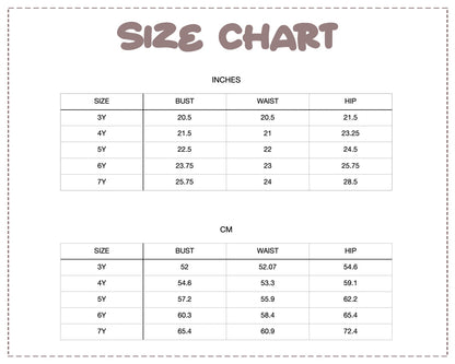 Patterns For Kidz size chart.