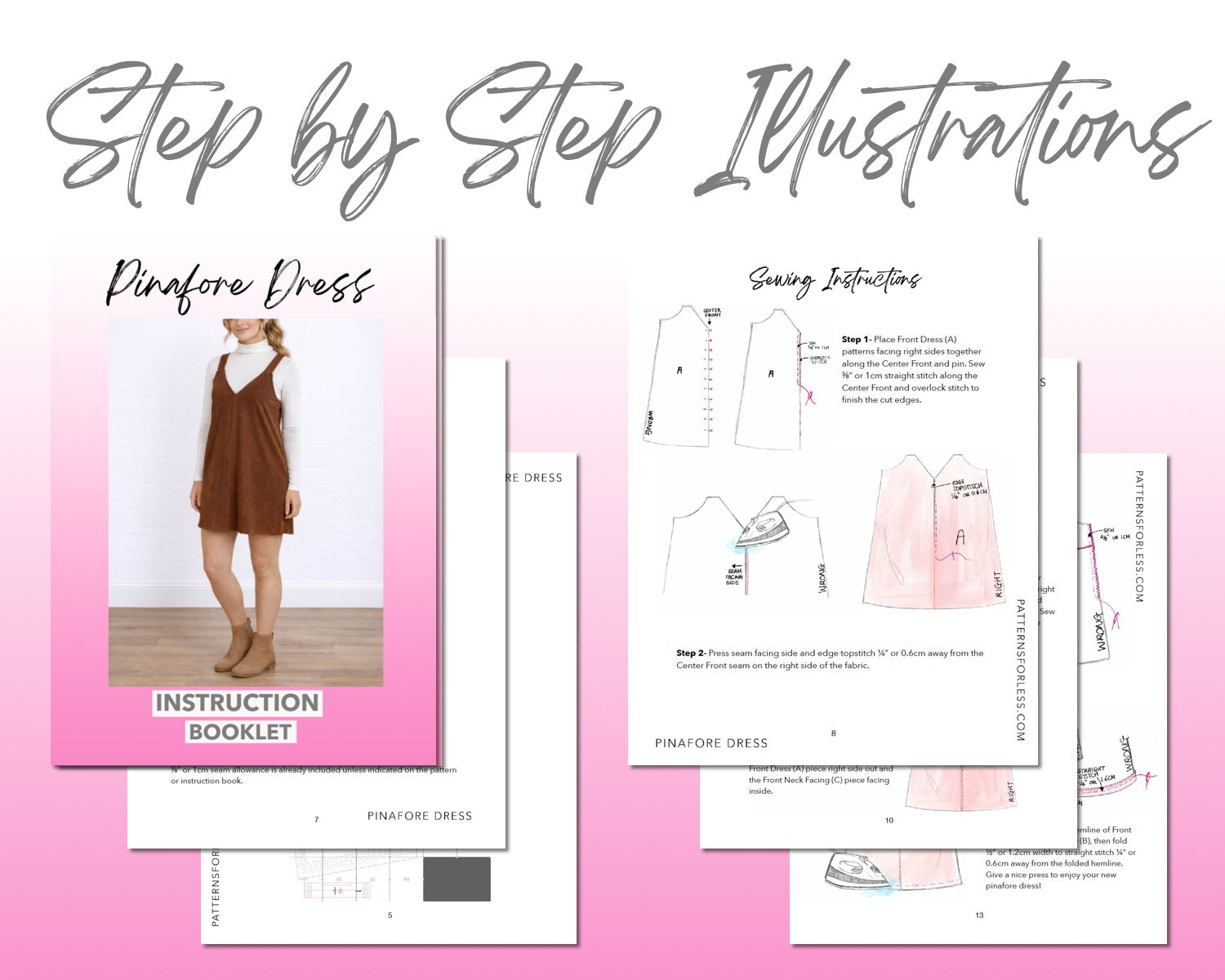 Pinafore V-Neck Mini Dress Sewing Pattern Patterns For Less Pinafore V-Neck Mini Dress Sewing Pattern Patterns For Less