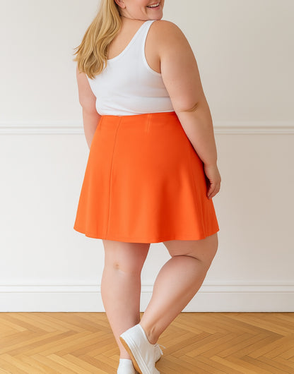 Back view of Plus Size A-Line Mini Skirt.