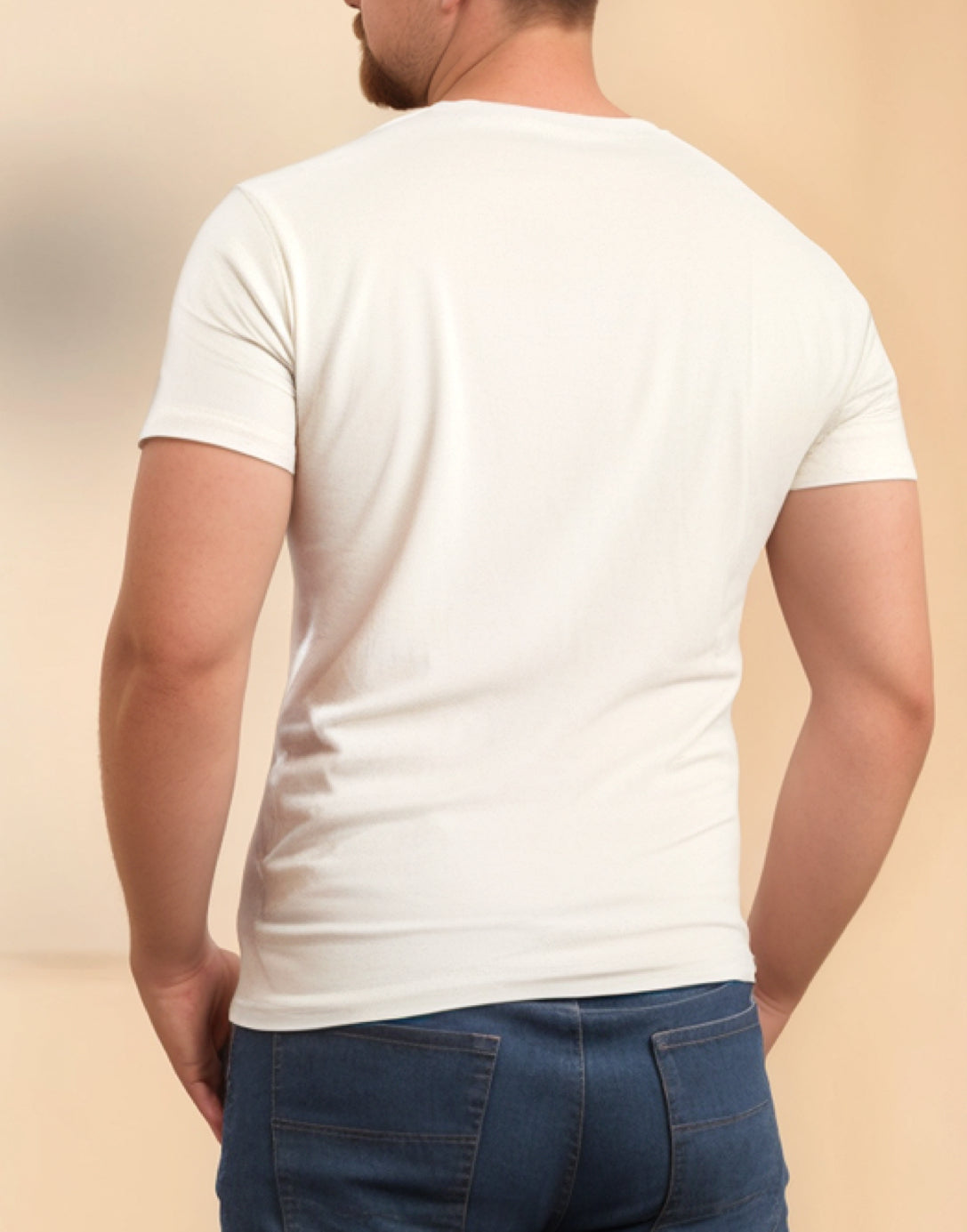 Back view of Plus Size Classic V-Neck T-Shirt.