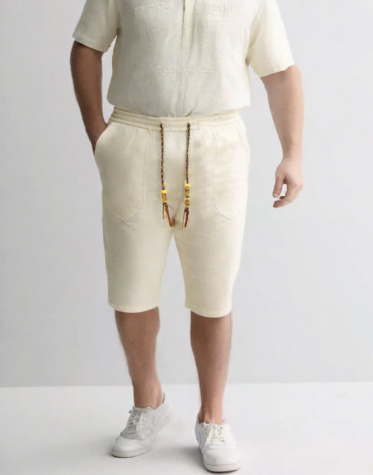 Front view of Plus Size Drawstring Knee Length Shorts.