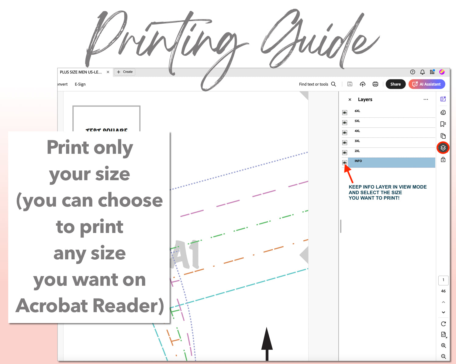 Plus Size Drop Shoulder Loose Fit Button Down Shirt sewing pattern printing guide.