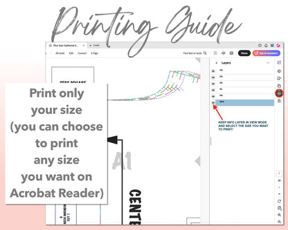 Plus Size Gathered Smock Dress sewing pattern printing guide.