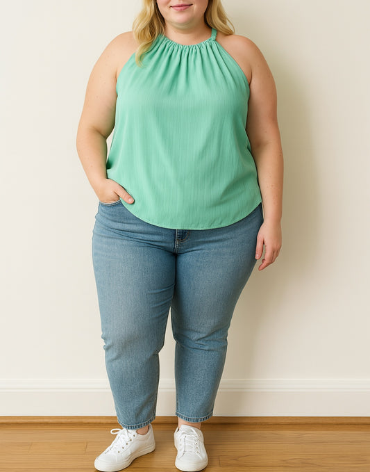 Front view of Plus Size Halter Top.