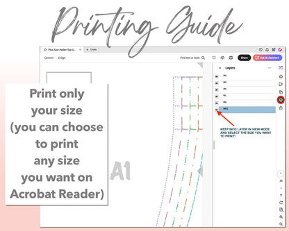 Plus Size Halter Top sewing pattern printing guide.