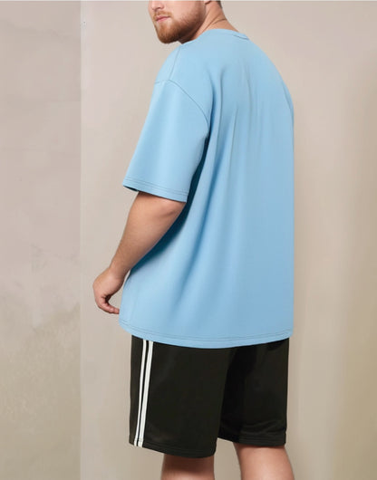 Back view of Plus Size Men Oversized Longline Tee.