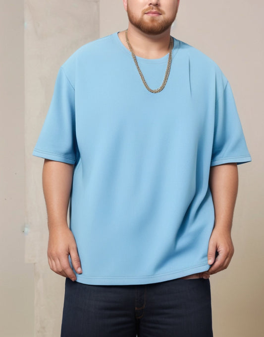 Front view of Plus Size Men Oversized Longline Tee.