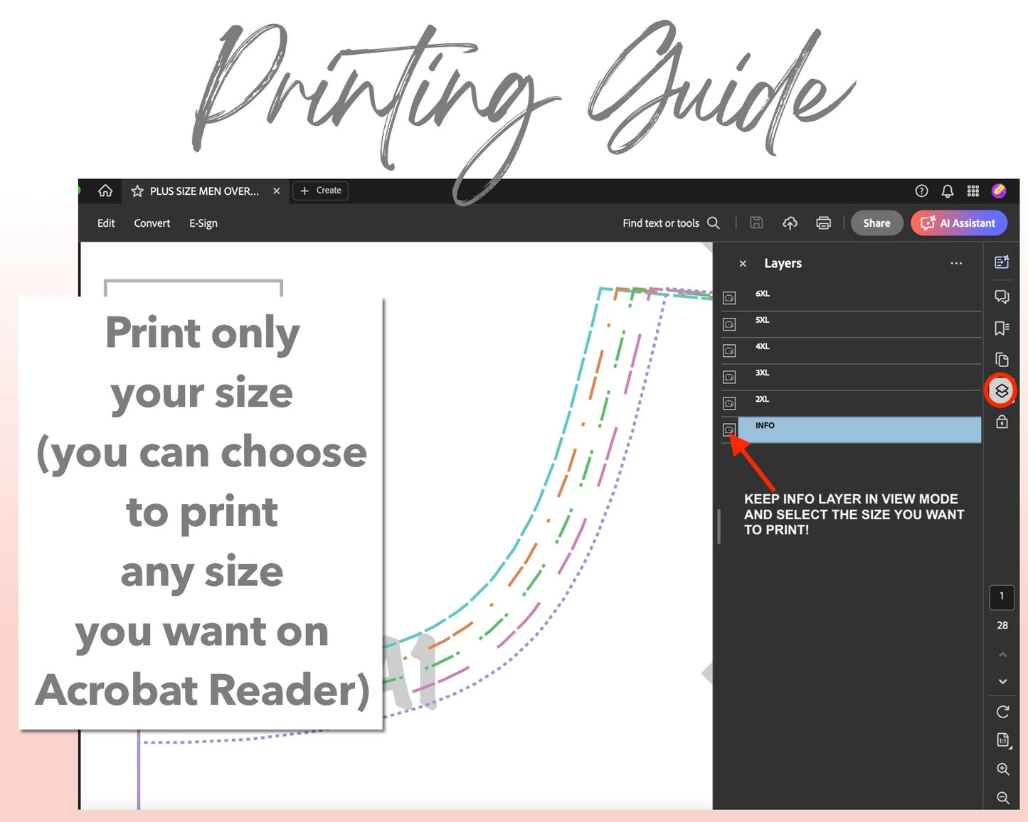 Plus Size Men Oversized Longline Tee sewing pattern printing guide.
