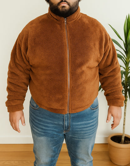 Front view of Plus Size Mens Bomber Jacket.