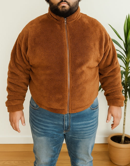 Front view of Plus Size Mens Bomber Jacket.