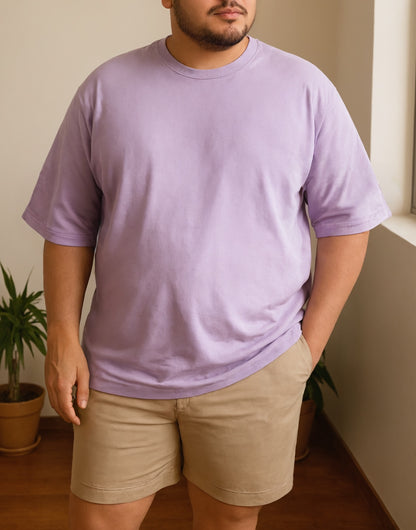 Side view of Plus Size Mens Oversized Longline Tee.