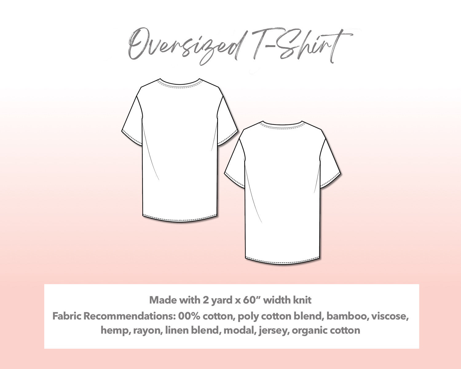 Illustration and detailed description for Plus Size Mens Oversized Longline Tee sewing pattern.
