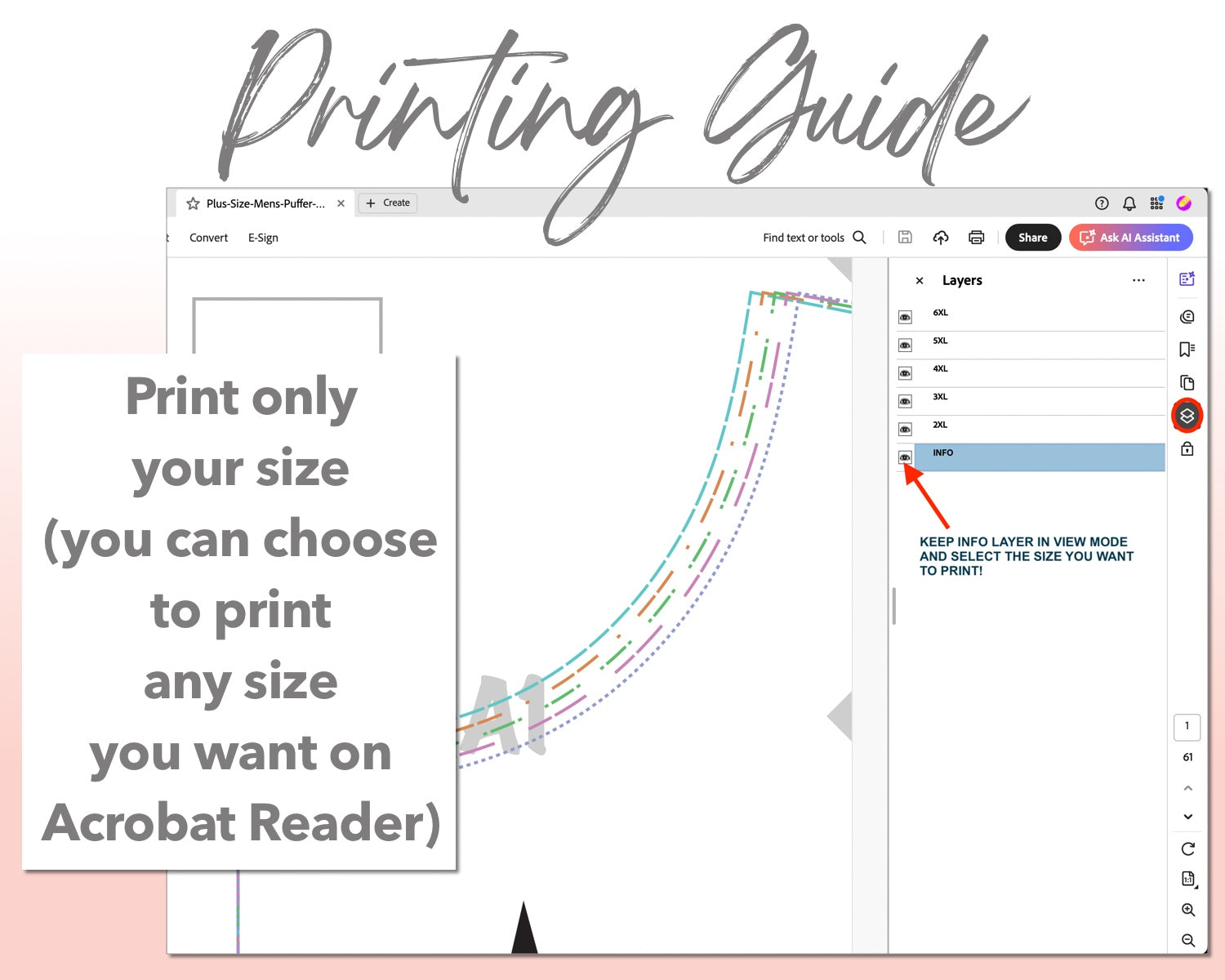 Plus Size Mens Puffer Jacket sewing pattern printing guide.