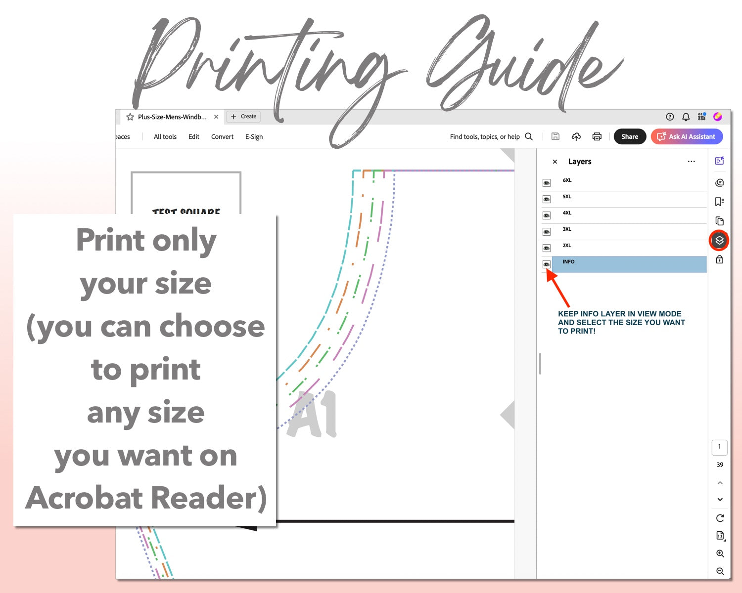 Plus Size Mens Windbreaker Jacket sewing pattern printing guide.