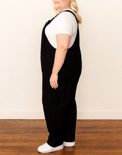 Side view of Plus Size Overall Jumpsuit.