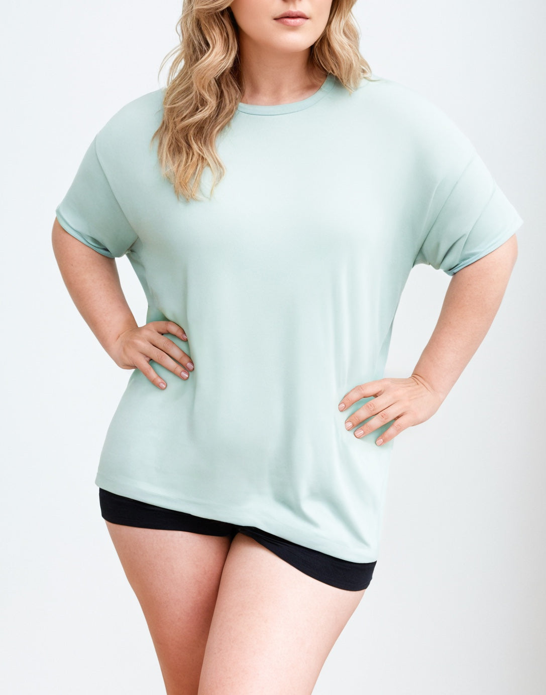 Front view of Plus Size Oversized Crew Neck T-Shirt.