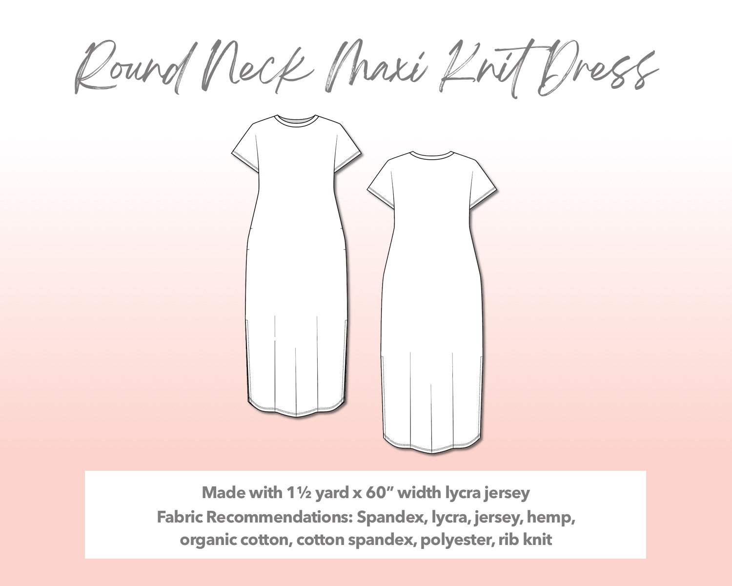 Plus Size Round Neck Maxi Knit Dress Sewing Pattern Patterns For Less Plus Size Round Neck Maxi Knit Dress Sewing Pattern Patterns For Less