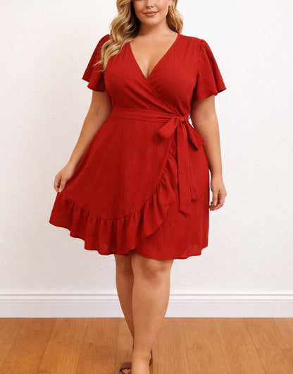 Plus Size Ruffle Hem Faux Wrap Mini Dress Sewing Pattern Patterns For Less Plus Size Ruffle Hem Faux Wrap Mini Dress Sewing Pattern Patterns For Less