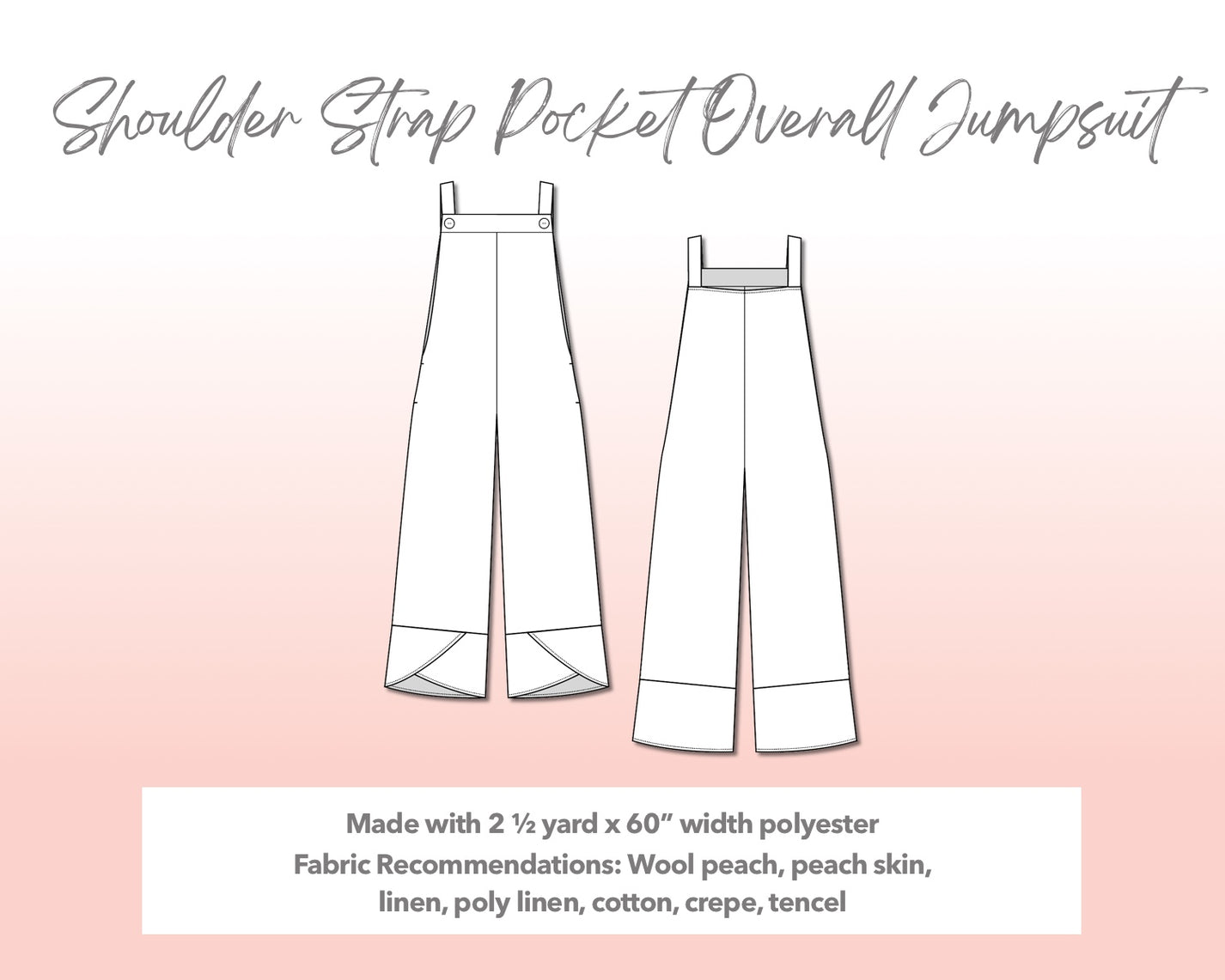 Plus Size Shoulder Strap Pocket Overall Jumpsuit Sewing Pattern