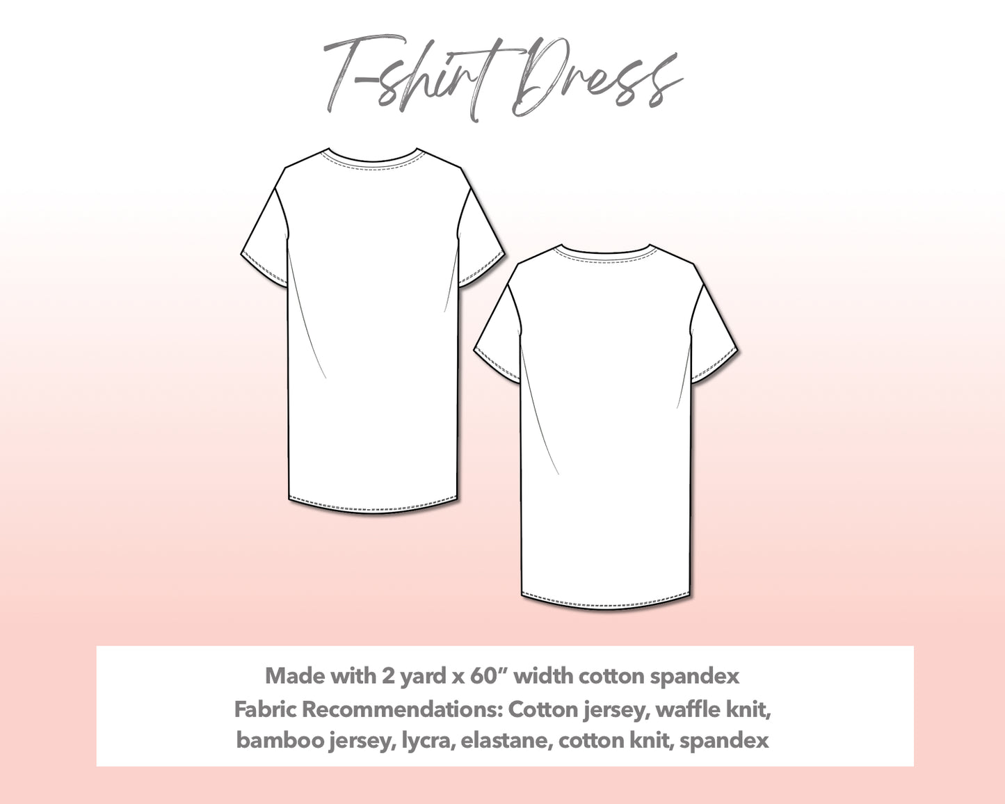 Illustration and detailed description for Plus Size T-Shirt Dress sewing pattern.