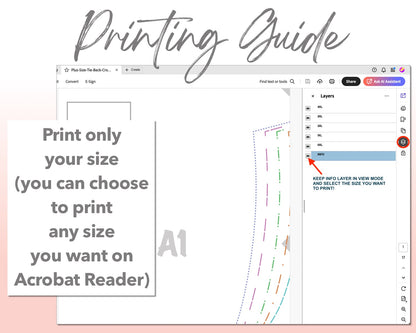 Plus Size Tie Back Crop Top sewing pattern printing guide.