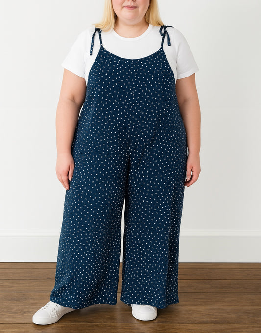 Front view of Plus Size Tie Shoulder Jumpsuit.