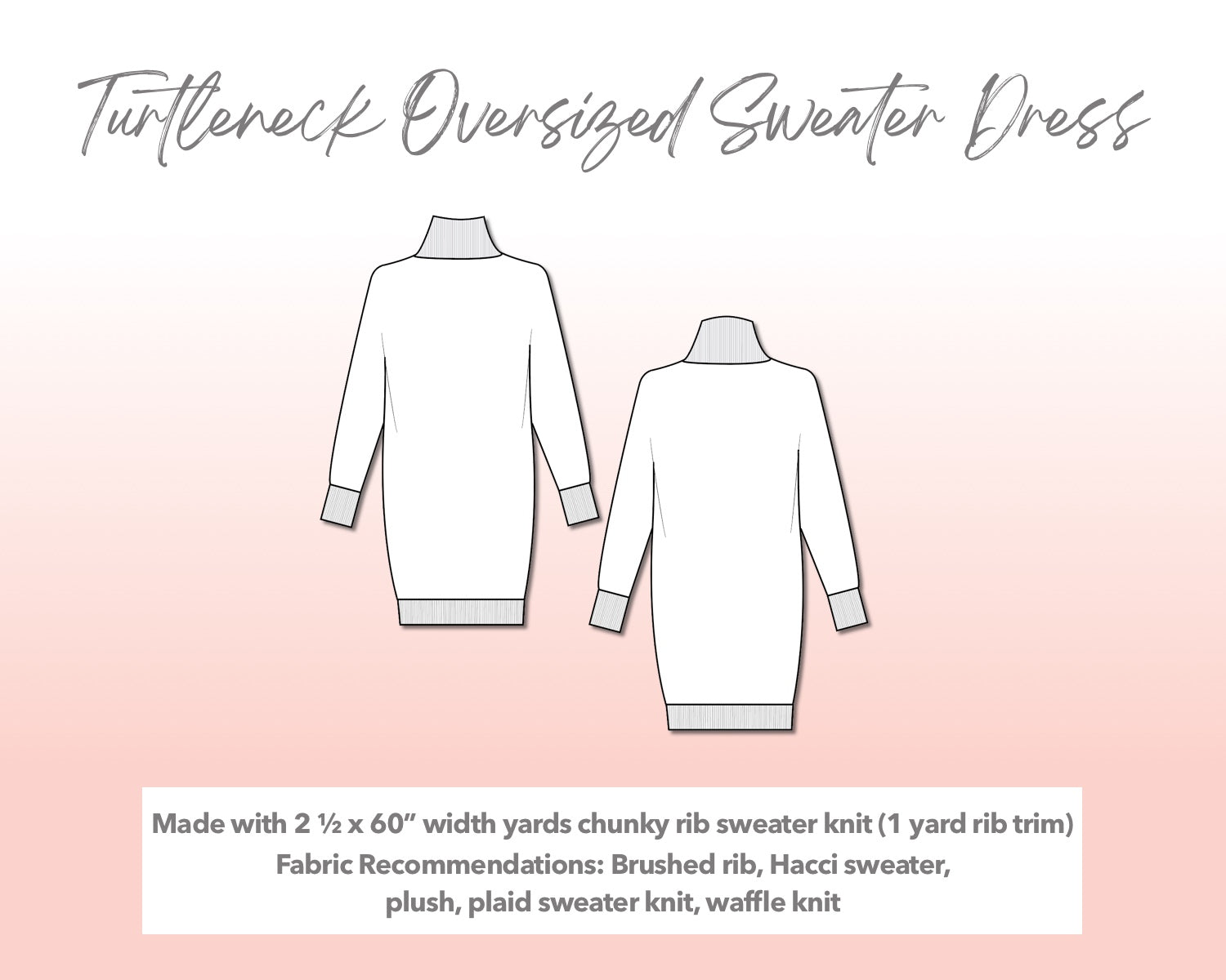 Plus Size Turtleneck Oversized Sweater Dress Sewing Pattern Patterns For Less Plus Size Turtleneck Oversized Sweater Dress Sewing Pattern Patterns For Less