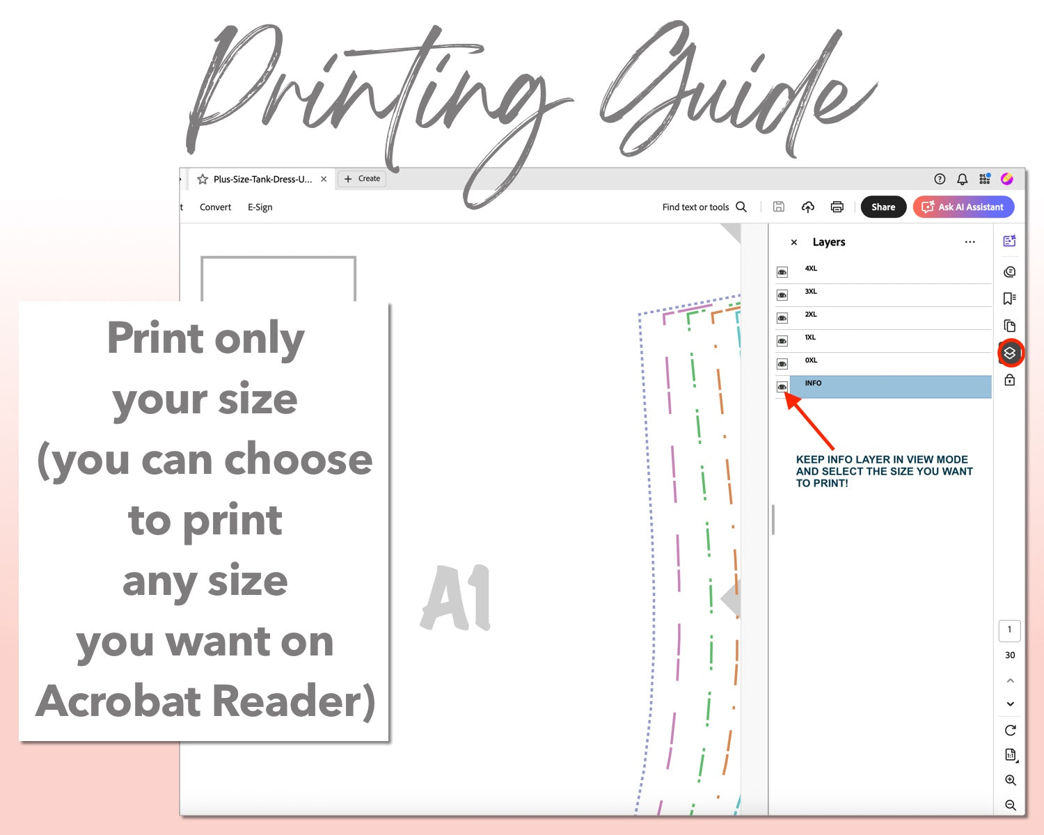 Plus Size Tank Dress sewing pattern printing guide.