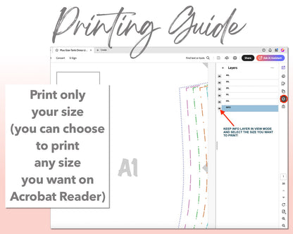 Plus Size Tank Dress sewing pattern printing guide.