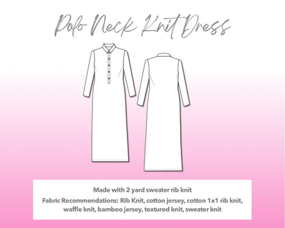 Polo Neck Knit Dress Sewing Pattern – Patterns For Less
