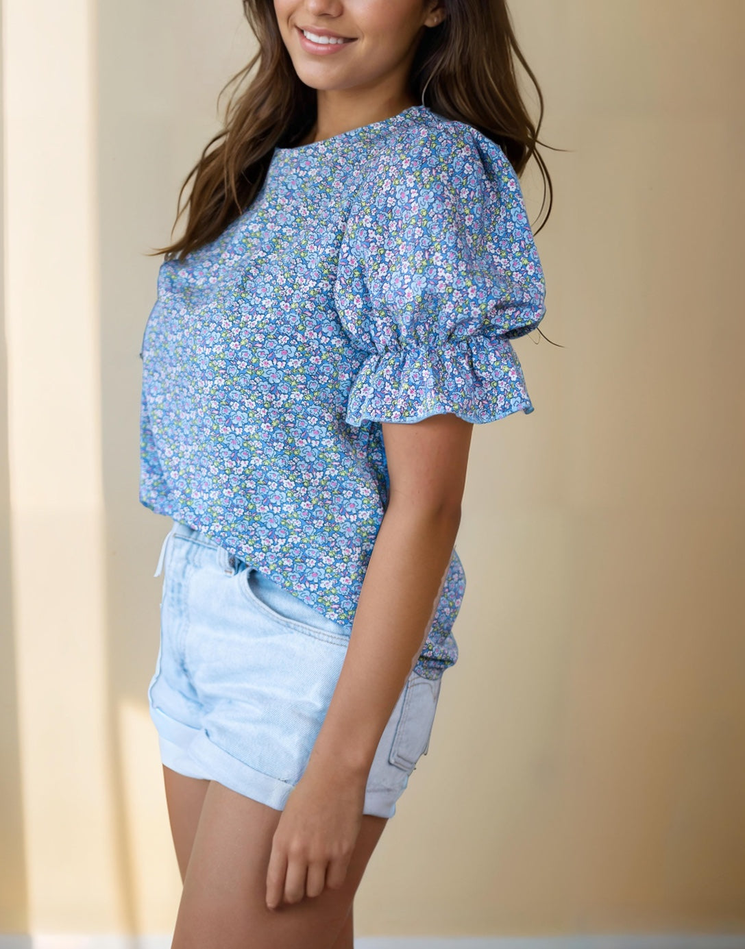 Side view of Puff Sleeve Blouse.