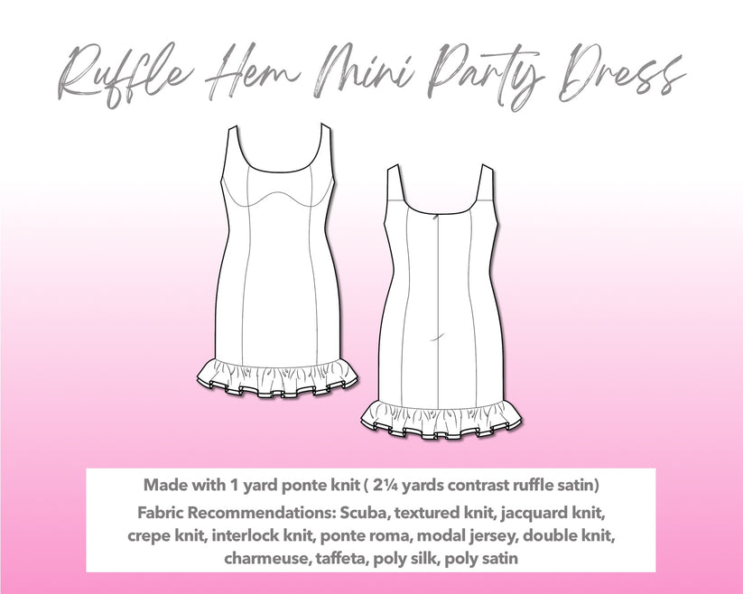 Pattern For Ruffle Loose Dress Ruffle Hem Mini Party Dress Sewing Pattern – Patterns For Less