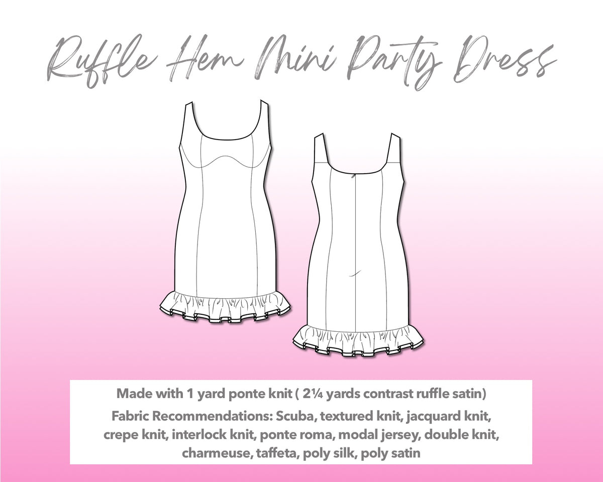 Ruffle Hem Mini Party Dress Sewing Pattern – Patterns For Less
