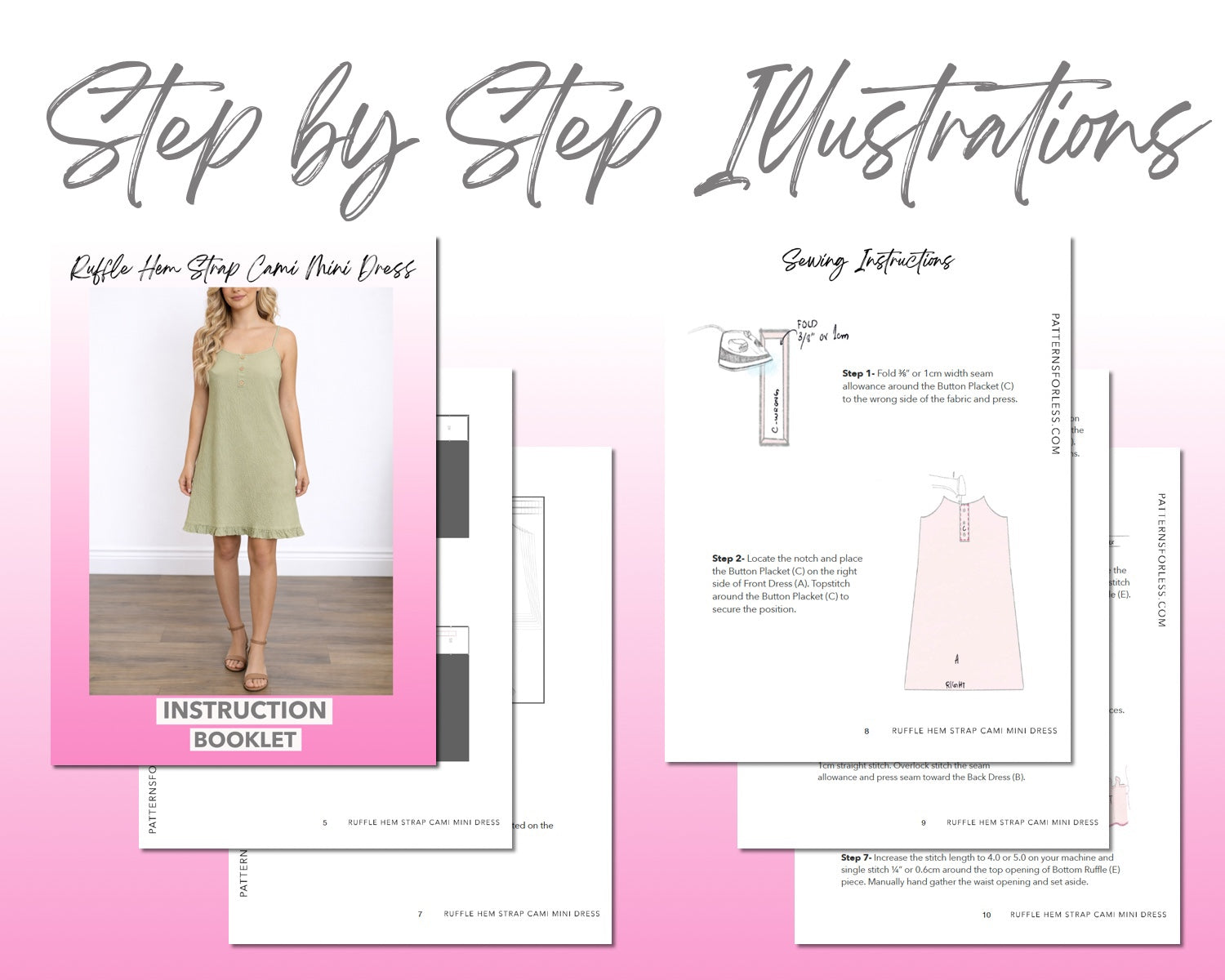 Ruffle Hem Strap Cami Mini Dress Sewing Pattern Patterns For Less Ruffle Hem Strap Cami Mini Dress Sewing Pattern Patterns For Less