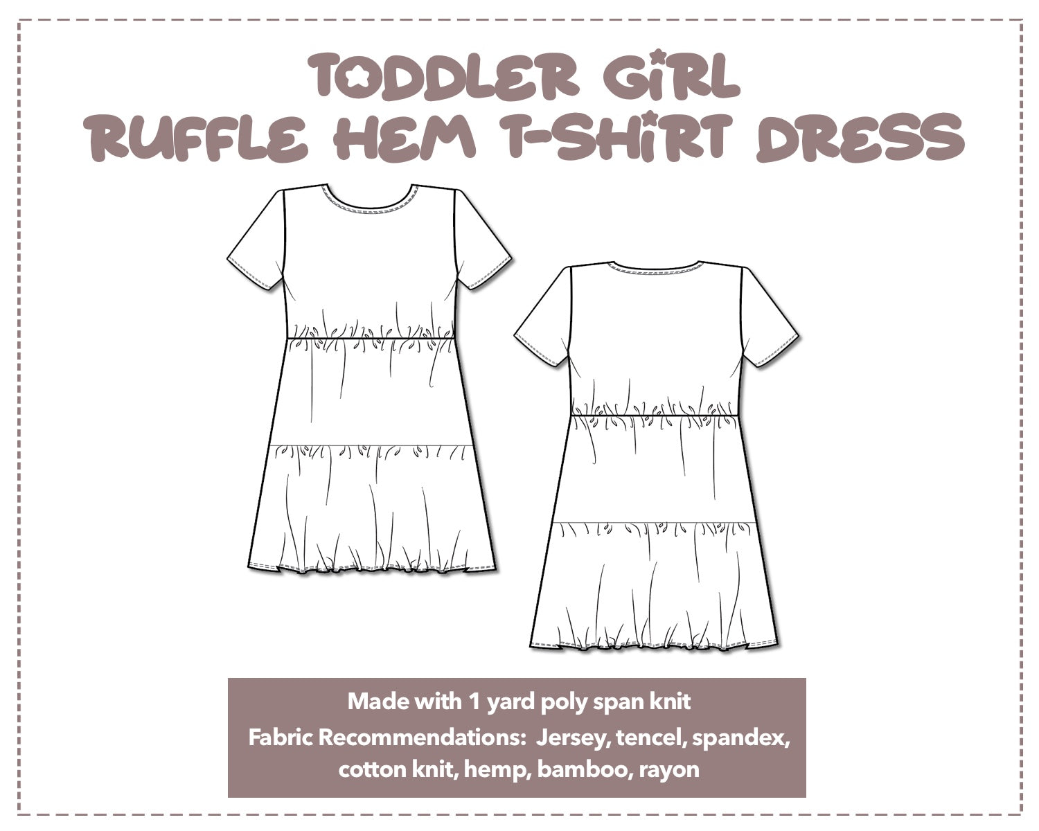Toddler Girl Ruffle Hem T-Shirt Dress Sewing Pattern Patterns For Less Toddler Girl Ruffle Hem T-Shirt Dress Sewing Pattern Patterns For Less