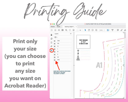 Ruffled Hem Crop Sleeveless Top sewing pattern printing guide.