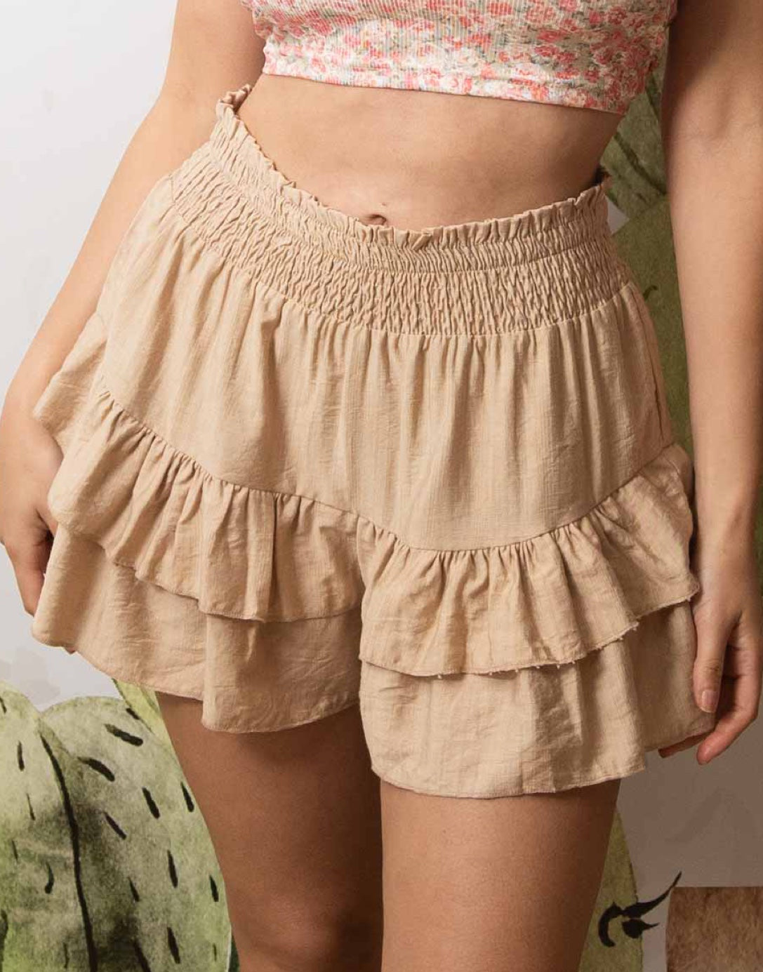 Front view of Ruffled Tiered Skort.