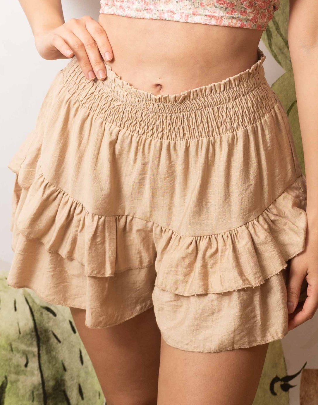 Side view of Ruffled Tiered Skort.