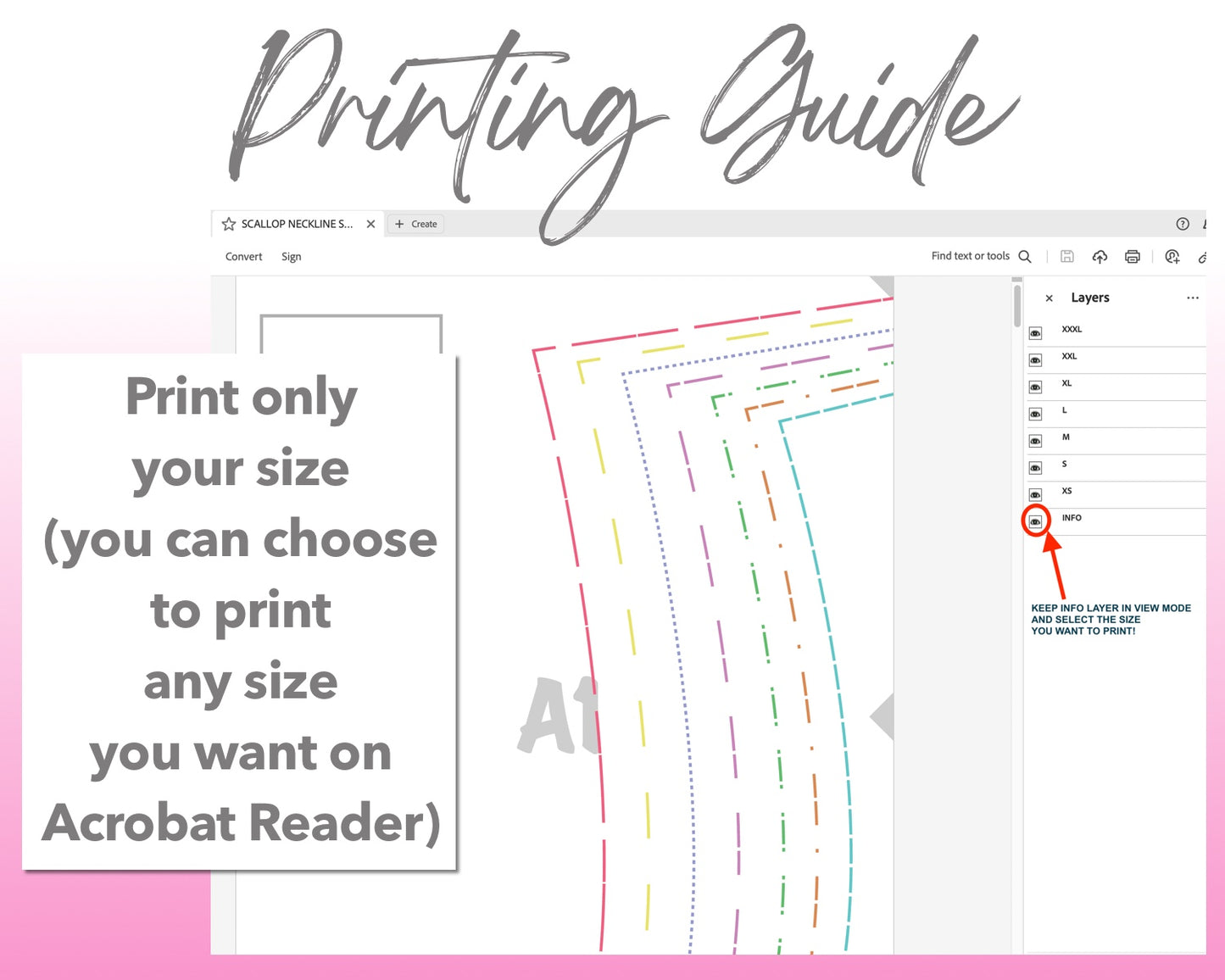 Scallop Neckline Sleeveless Top sewing pattern printing guide.